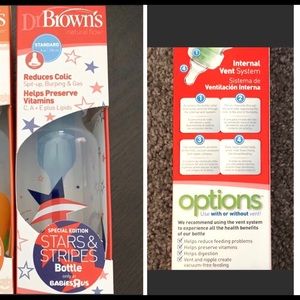 🔥24HourSale🔥Dr. Brown’s Limited Ed. Natural Flow Baby Bottle: STARS & STRIPES